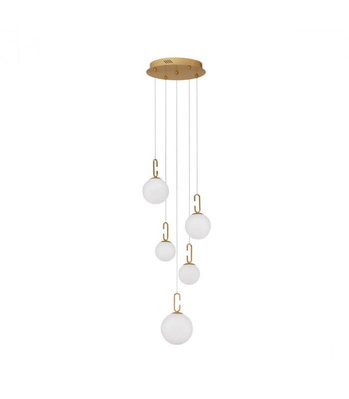 Hook Integrated LED Pendant Ceiling Light Satin Gold Metal Opal White Glass LED 37W 3147Lm 3000K-1
