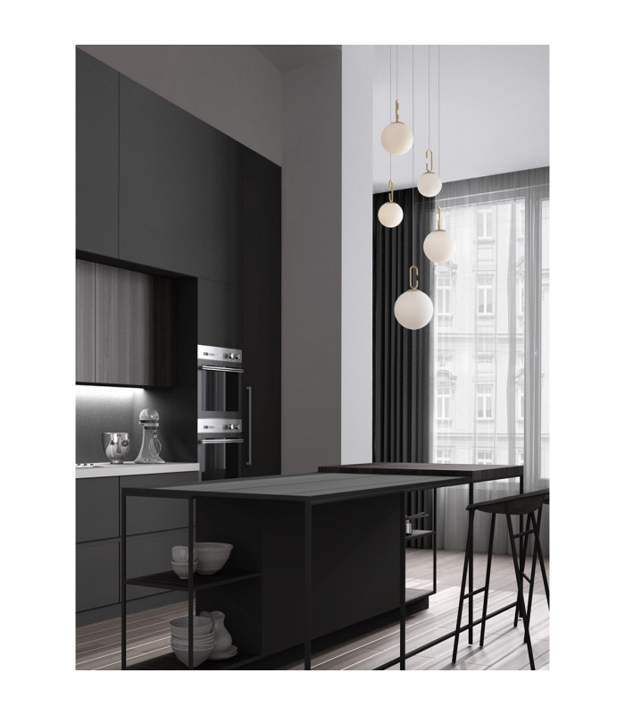 Hook Integrated LED Pendant Ceiling Light Satin Gold Metal Opal White Glass LED 37W 3147Lm 3000K-2