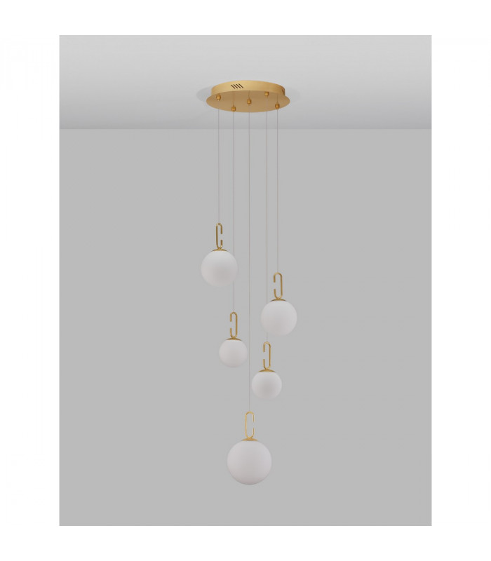 Hook Integrated LED Pendant Ceiling Light Satin Gold Metal Opal White Glass LED 37W 3147Lm 3000K-3