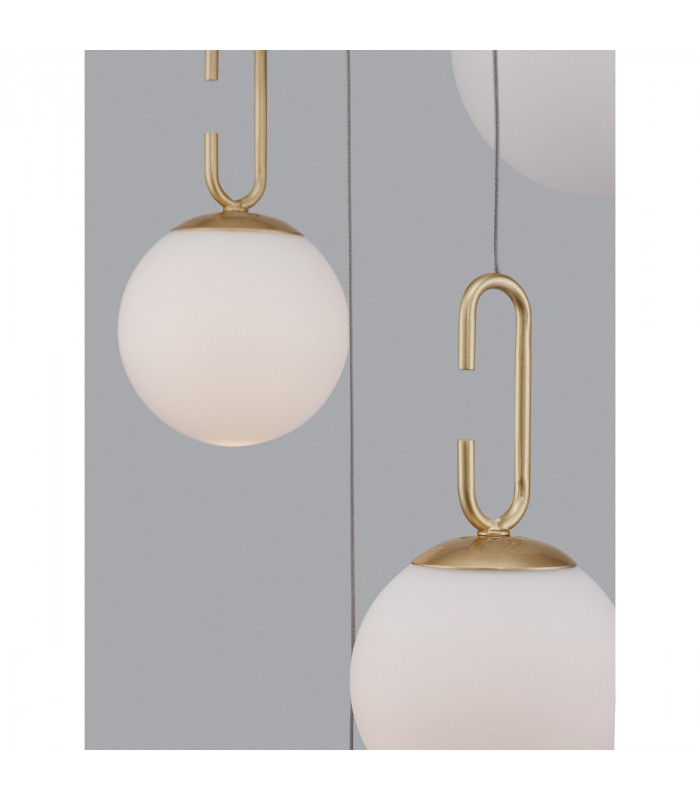 Hook Integrated LED Pendant Ceiling Light Satin Gold Metal Opal White Glass LED 37W 3147Lm 3000K-6