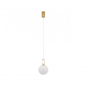 Hook Integrated LED Pendant Ceiling Light Satin Gold Metal Opal White Glass LED 10.6W 1066Lm 3000K-1