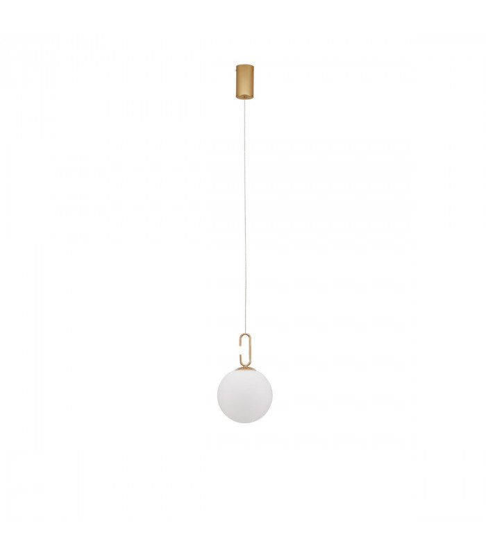 Hook Integrated LED Pendant Ceiling Light Satin Gold Metal Opal White Glass LED 10.6W 1066Lm 3000K-1