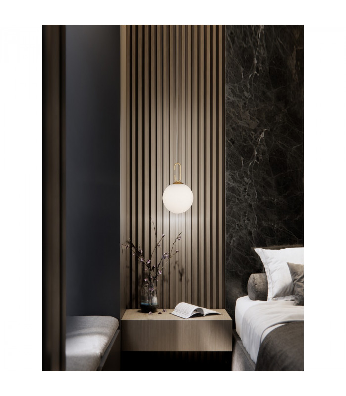 Hook Integrated LED Pendant Ceiling Light Satin Gold Metal Opal White Glass LED 10.6W 1066Lm 3000K-2