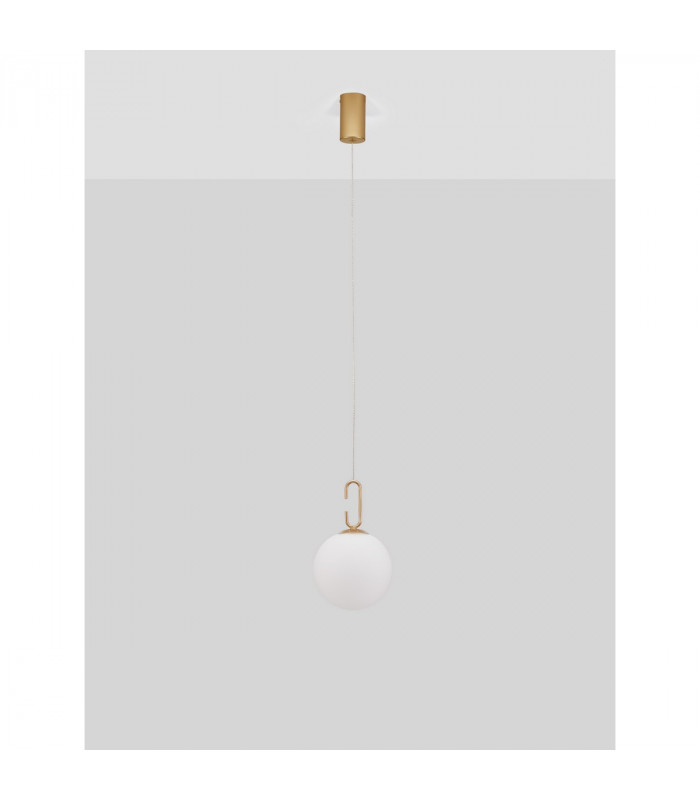Hook Integrated LED Pendant Ceiling Light Satin Gold Metal Opal White Glass LED 10.6W 1066Lm 3000K-3