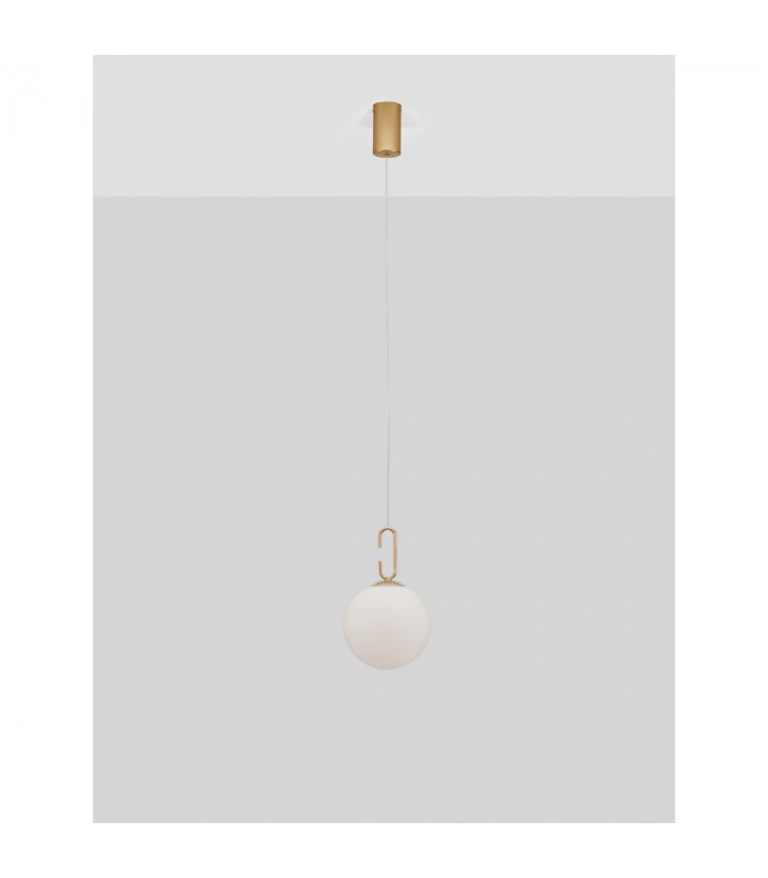 Hook Integrated LED Pendant Ceiling Light Satin Gold Metal Opal White Glass LED 10.6W 1066Lm 3000K-4