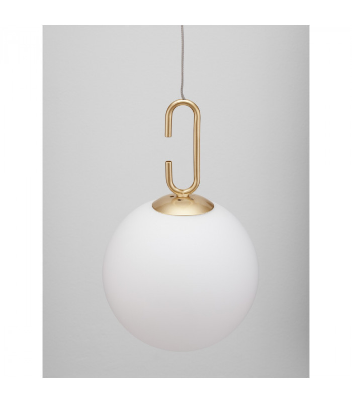 Hook Integrated LED Pendant Ceiling Light Satin Gold Metal Opal White Glass LED 10.6W 1066Lm 3000K-5