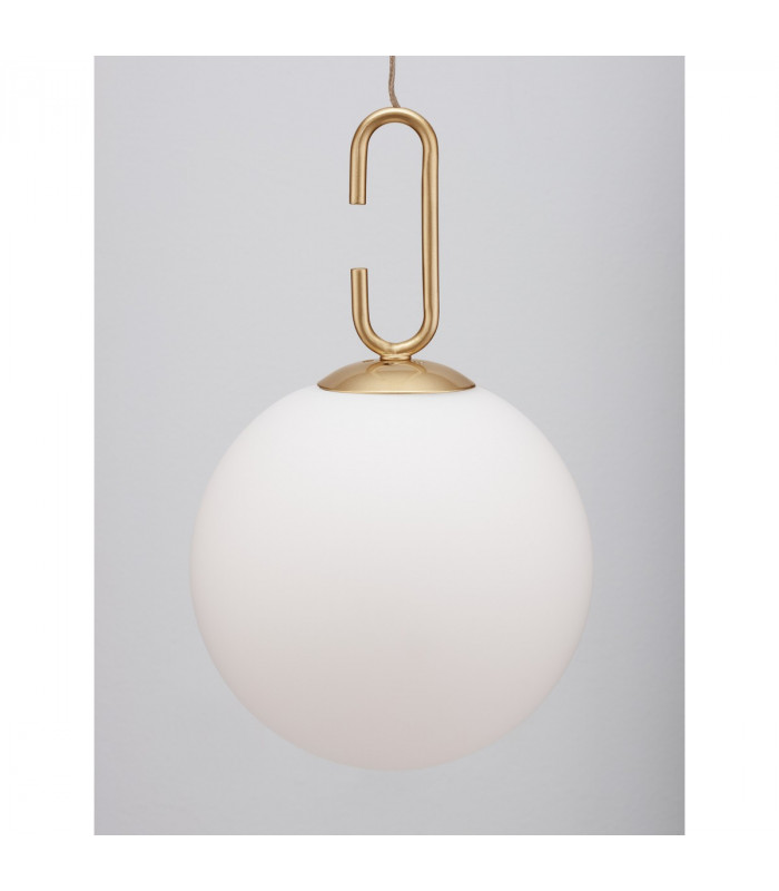 Hook Integrated LED Pendant Ceiling Light Satin Gold Metal Opal White Glass LED 10.6W 1066Lm 3000K-6