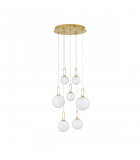 Hook Integrated LED Pendant Ceiling Light Satin Gold Metal Opal White Glass LED 52W 4815Lm 3000K-1