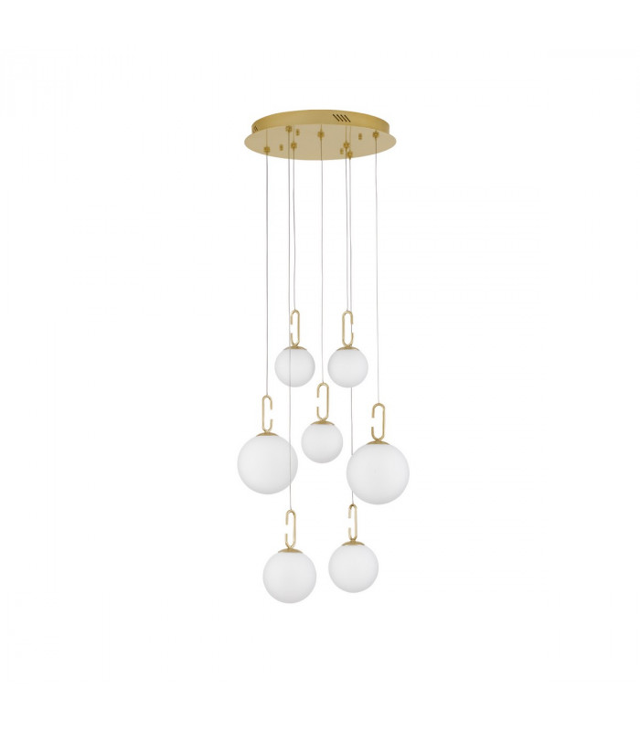 Hook Integrated LED Pendant Ceiling Light Satin Gold Metal Opal White Glass LED 52W 4815Lm 3000K-1