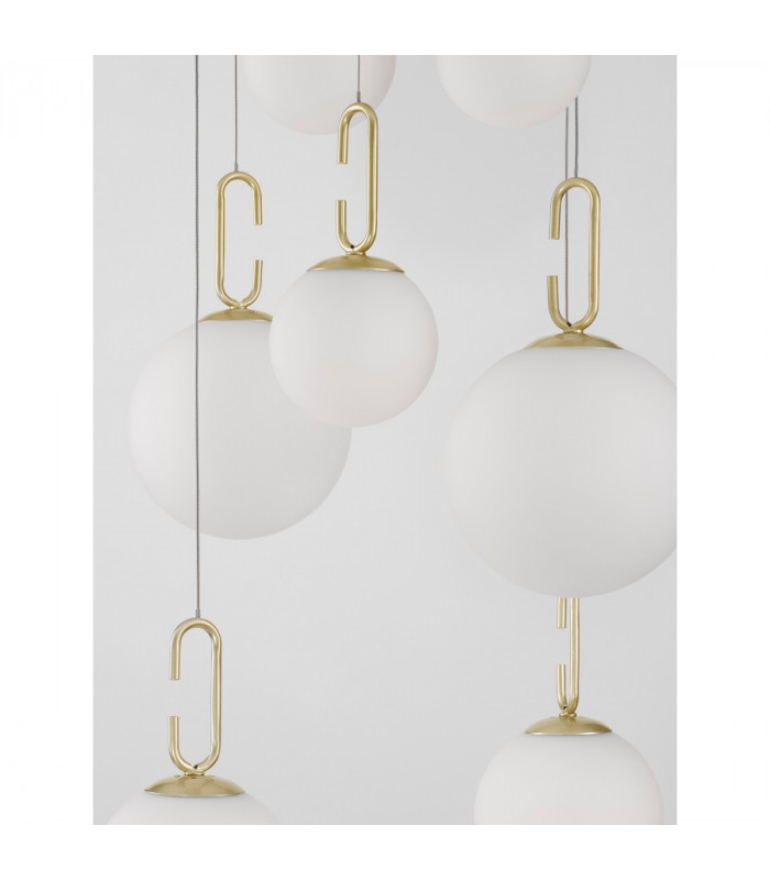 Hook Integrated LED Pendant Ceiling Light Satin Gold Metal Opal White Glass LED 52W 4815Lm 3000K-3