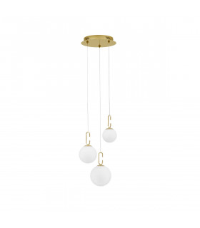 Hook Integrated LED Pendant Ceiling Light Satin Gold Metal Opal White Glass LED 25.8W 2521Lm 3000K-1