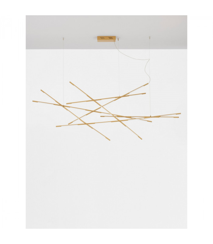 Raccio Integrated LED Pendant Ceiling Light Brass Gold Metal LED 109W 6868Lm 3000K-3