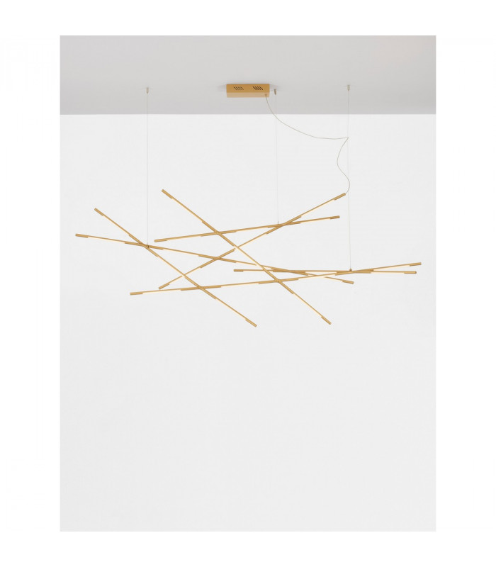 Raccio Integrated LED Pendant Ceiling Light Brass Gold Metal LED 109W 6868Lm 3000K-4