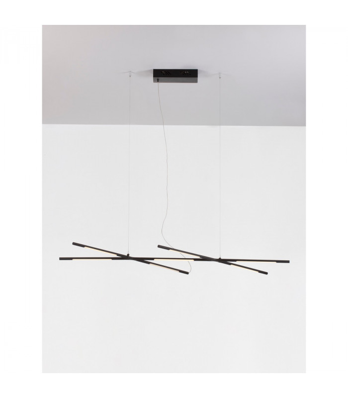 Raccio Integrated LED Pendant Ceiling Light Black Metal LED 27W 1491Lm 3000K-4