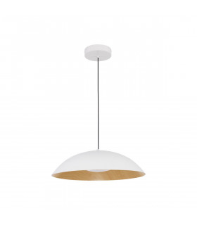 Glim Integrated LED Pendant Ceiling Light Sandy White Outside Natural Wood Inside Aluminium LED 47W 2015Lm 3000K-1