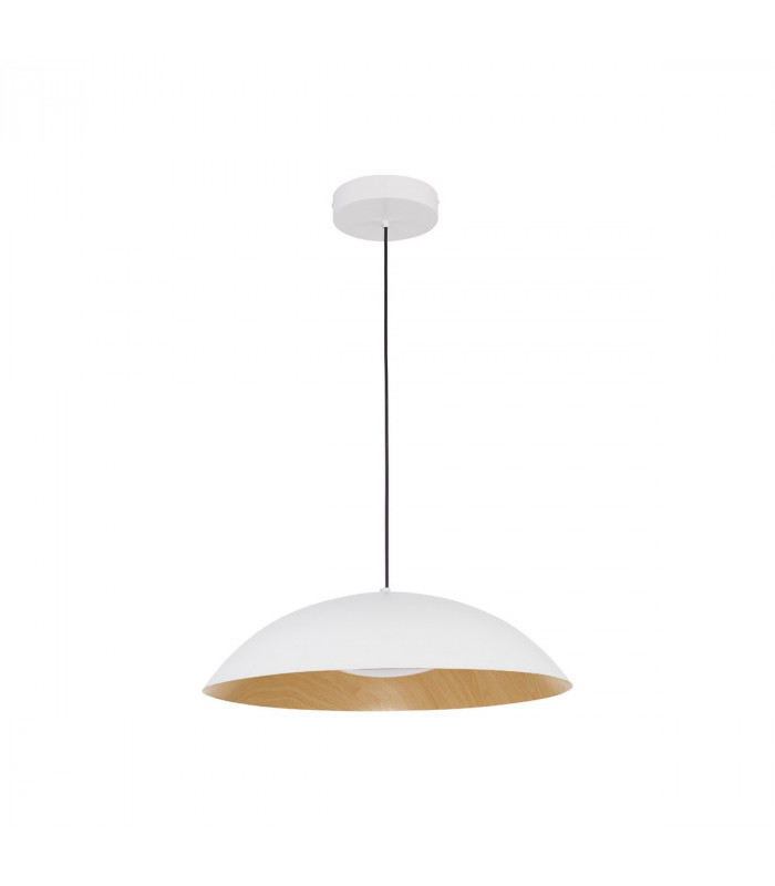 Glim Integrated LED Pendant Ceiling Light Sandy White Outside Natural Wood Inside Aluminium LED 47W 2015Lm 3000K-1