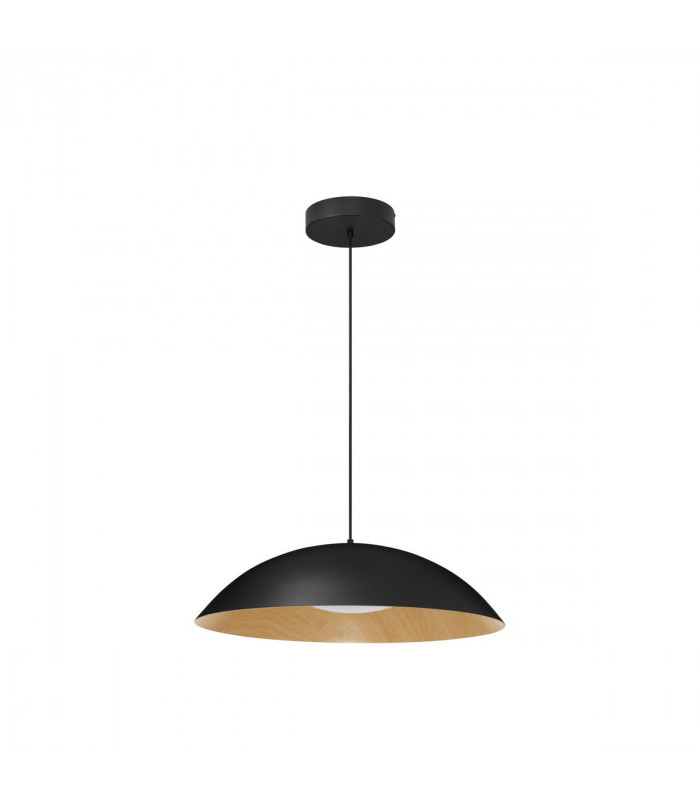 Glim Integrated LED Pendant Ceiling Light Sandy Black Outside Natural Wood Inside Aluminium LED 47W 2015Lm 3000K-1