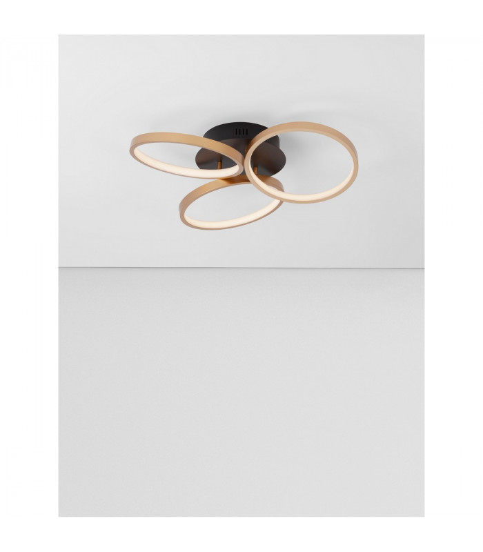 Elize Integrated LED Semi Flush Light Black Brass Gold Steel Aluminium Silicon LED 28W 1550Lm 3000K-3