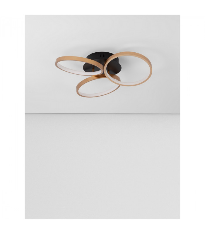 Elize Integrated LED Semi Flush Light Black Brass Gold Steel Aluminium Silicon LED 28W 1550Lm 3000K-4