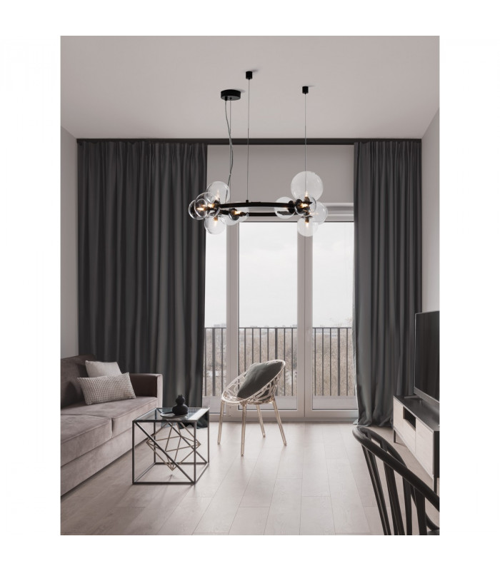 Odillia 11 Light Globe Pendant Ceiling Light Matt Black Metal Glass LED G9 Two ways of mounting-2