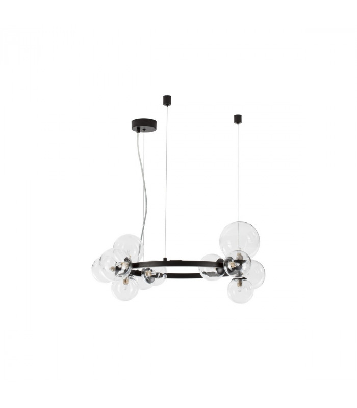 Odillia 11 Light Globe Pendant Ceiling Light Matt Black Metal Glass LED G9 Two ways of mounting-3