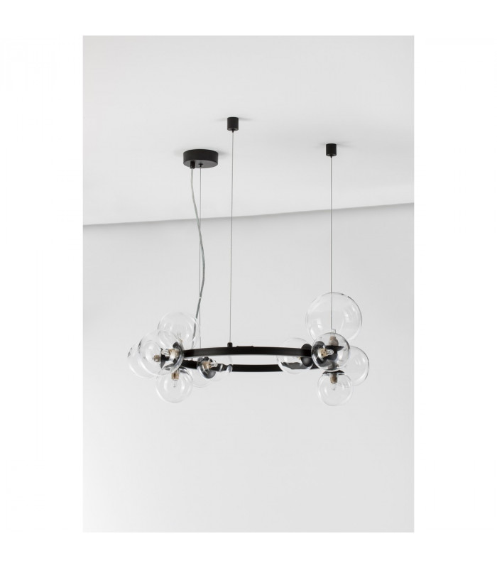 Odillia 11 Light Globe Pendant Ceiling Light Matt Black Metal Glass LED G9 Two ways of mounting-4