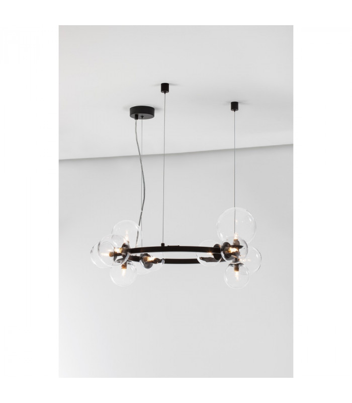 Odillia 11 Light Globe Pendant Ceiling Light Matt Black Metal Glass LED G9 Two ways of mounting-5