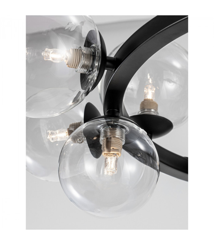 Odillia 11 Light Globe Pendant Ceiling Light Matt Black Metal Glass LED G9 Two ways of mounting-8