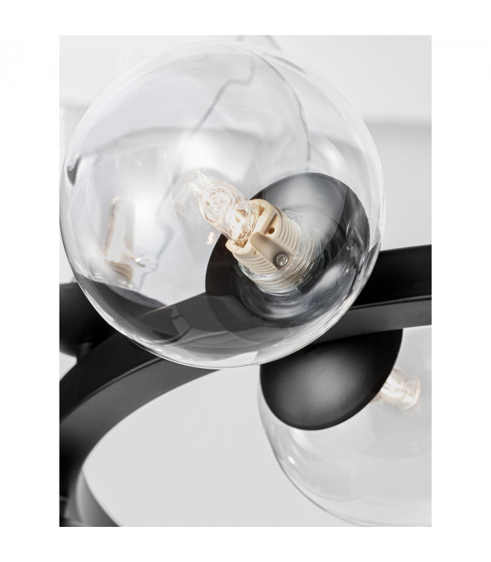 Odillia 11 Light Globe Pendant Ceiling Light Matt Black Metal Glass LED G9 Two ways of mounting-9