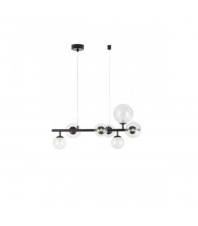 Odillia 7 Light Globe Pendant Ceiling Light Matt Black Metal Glass LED G9-1
