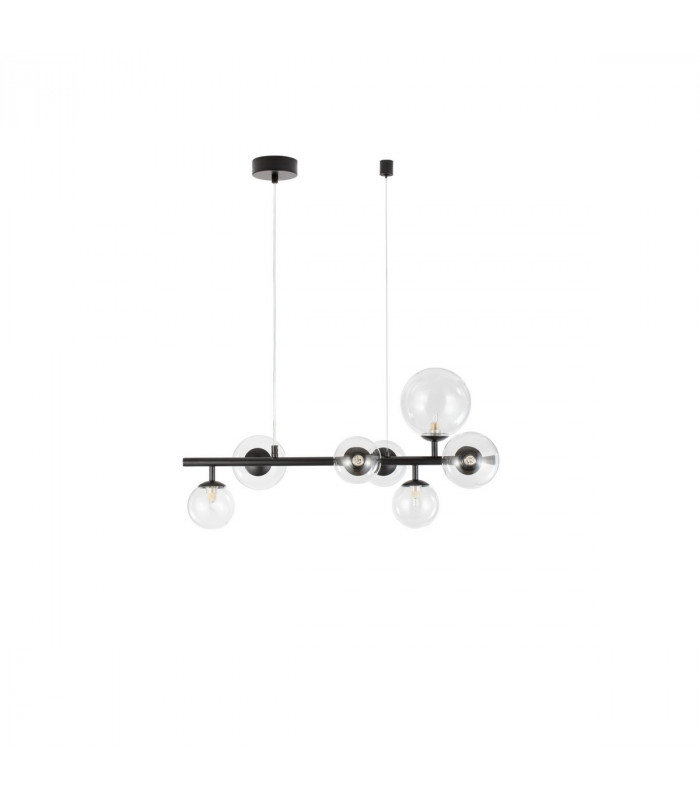Odillia 7 Light Globe Pendant Ceiling Light Matt Black Metal Glass LED G9-1