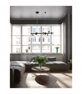 Odillia 7 Light Globe Pendant Ceiling Light Matt Black Metal Glass LED G9-2