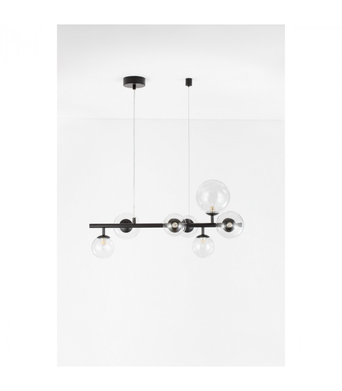 Odillia 7 Light Globe Pendant Ceiling Light Matt Black Metal Glass LED G9-3