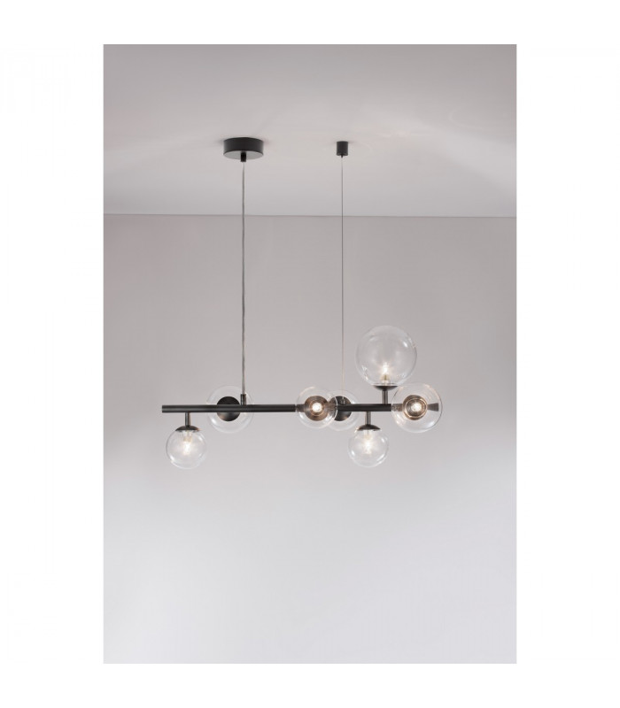 Odillia 7 Light Globe Pendant Ceiling Light Matt Black Metal Glass LED G9-4