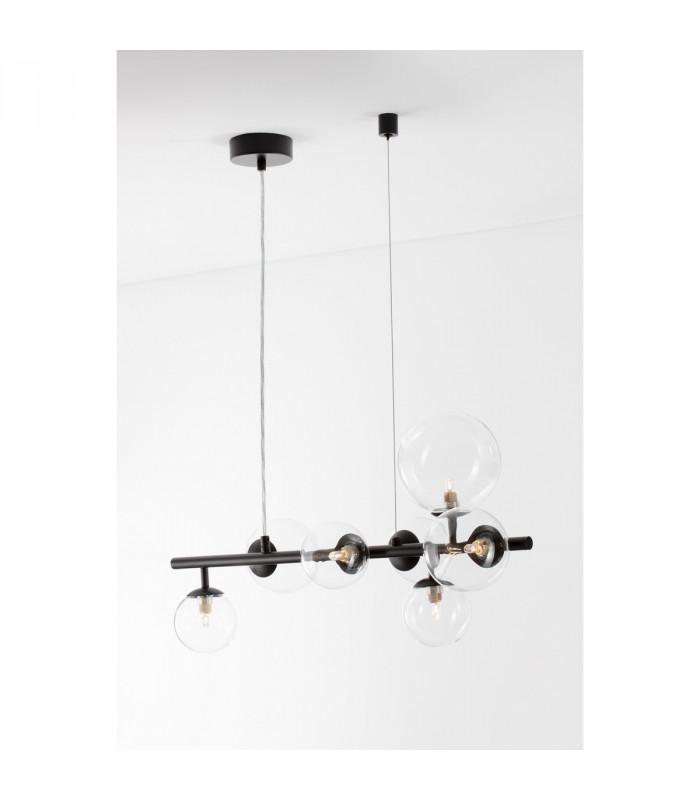 Odillia 7 Light Globe Pendant Ceiling Light Matt Black Metal Glass LED G9-5