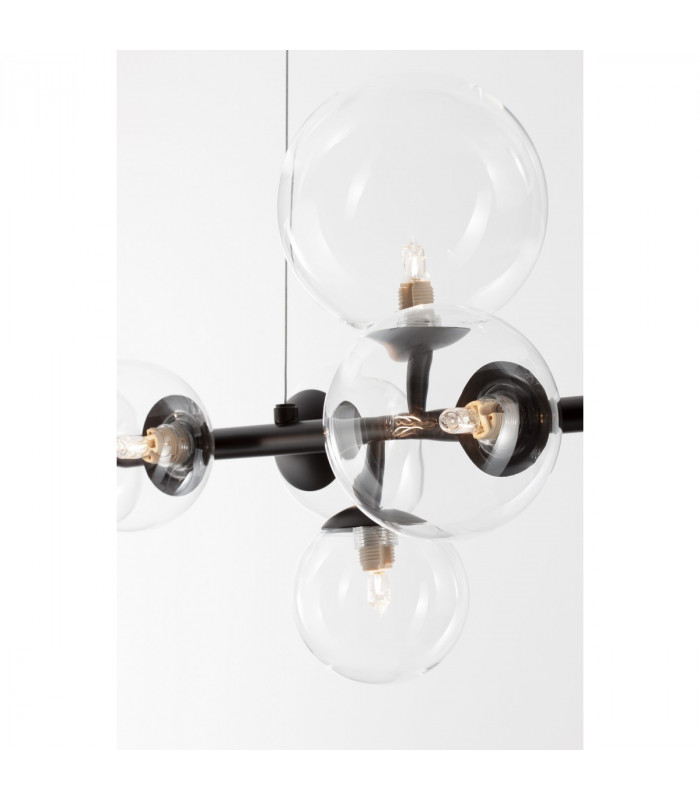 Odillia 7 Light Globe Pendant Ceiling Light Matt Black Metal Glass LED G9-7