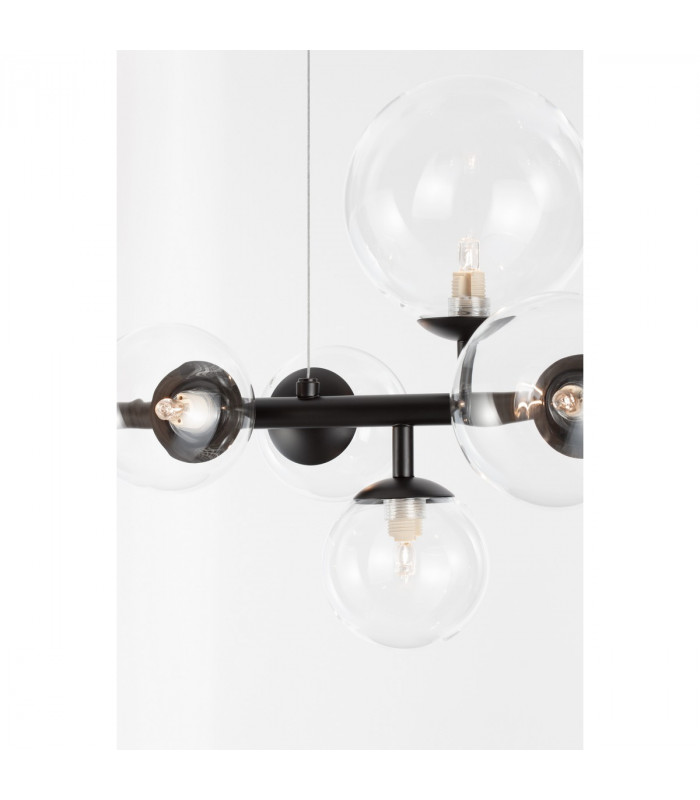Odillia 7 Light Globe Pendant Ceiling Light Matt Black Metal Glass LED G9-8