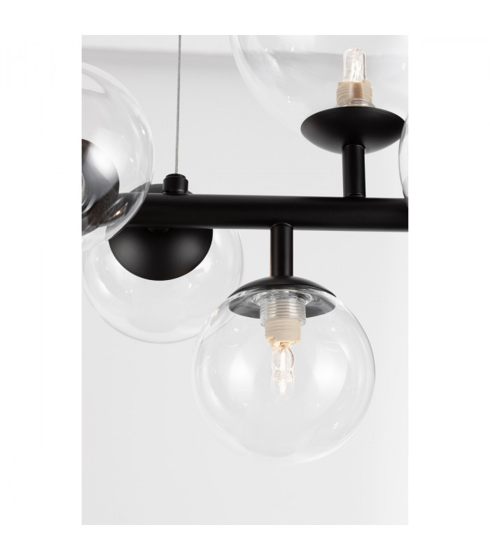Odillia 7 Light Globe Pendant Ceiling Light Matt Black Metal Glass LED G9-9