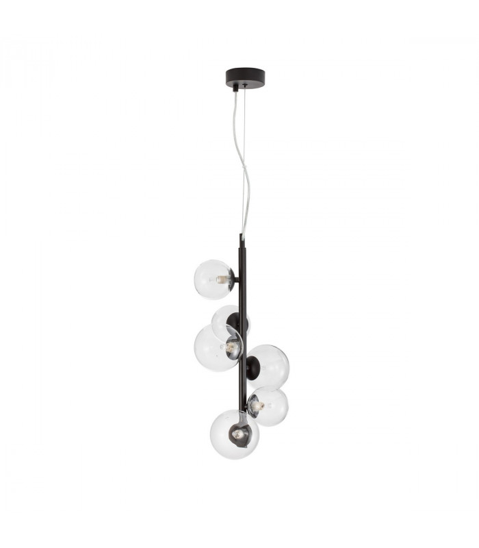 Odillia 6 Light Globe Pendant Ceiling Light Matt Black Metal Glass LED G9-1