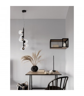 Odillia 6 Light Globe Pendant Ceiling Light Matt Black Metal Glass LED G9-2