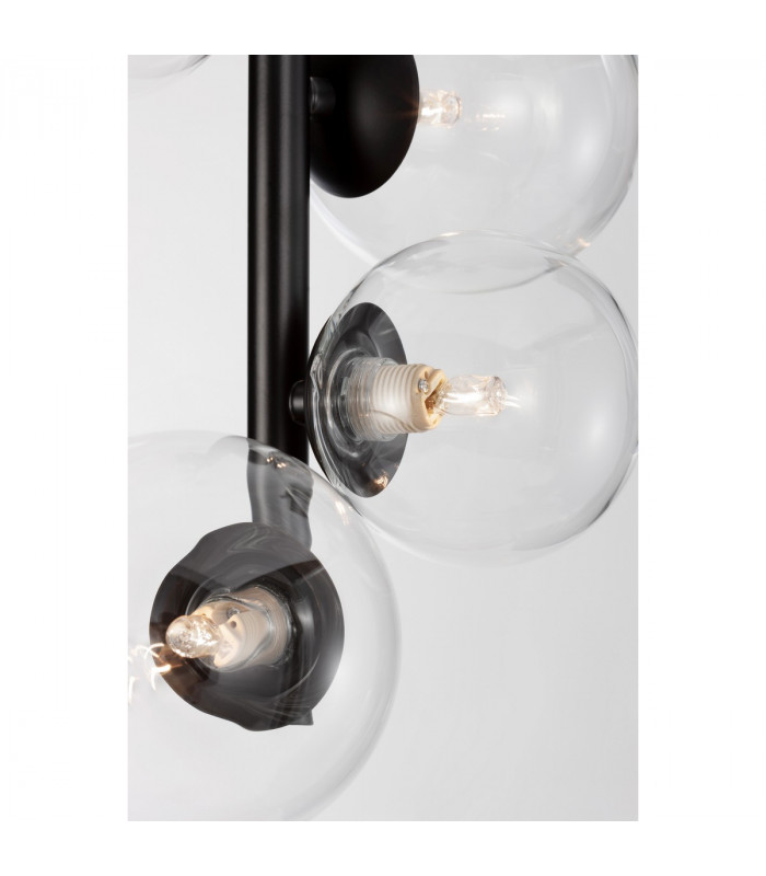Odillia 6 Light Globe Pendant Ceiling Light Matt Black Metal Glass LED G9-6