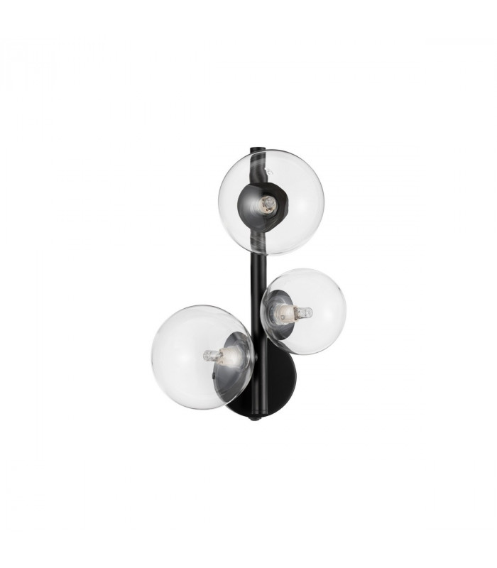 Odillia 3 Light Wall Lamp Matt Black Metal Glass LED G9-1