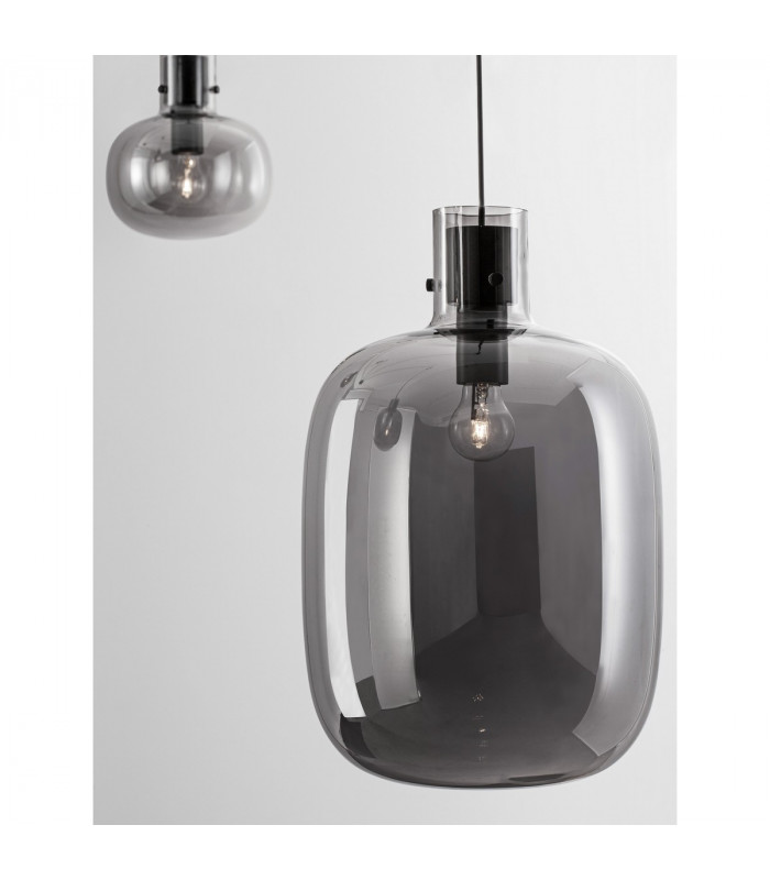 Cinzia 4 Light Pendant Ceiling Light Smoky Glass Black Cord Black Metal Base LED E27-3