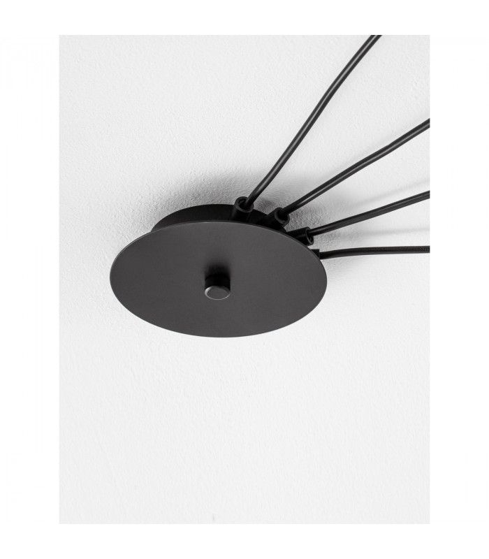 Cinzia 4 Light Pendant Ceiling Light Smoky Glass Black Cord Black Metal Base LED E27-4