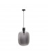 Cinzia 30cm Globe Pendant Ceiling Light Smoky Glass Black Cord Black Metal Base LED E27-1
