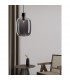 Cinzia 30cm Globe Pendant Ceiling Light Smoky Glass Black Cord Black Metal Base LED E27-3
