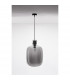 Cinzia 30cm Globe Pendant Ceiling Light Smoky Glass Black Cord Black Metal Base LED E27-4