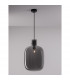 Cinzia 30cm Globe Pendant Ceiling Light Smoky Glass Black Cord Black Metal Base LED E27-5