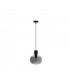 Cinzia 22cm Globe Pendant Ceiling Light Smoky Glass Black Cord Black Metal Base LED E27-1