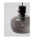 Cinzia 22cm Globe Pendant Ceiling Light Smoky Glass Black Cord Black Metal Base LED E27-5